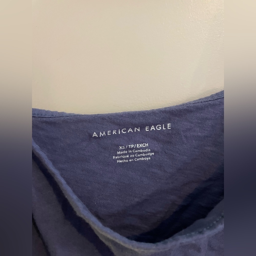 American Eagle Outfitters Dark Blue Ruffle Cropped Spaghetti Strap Tank - Picture 3 of 4